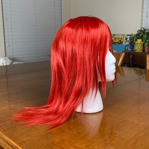 Shoulder length red wig straight layered Cosplay costume dancer